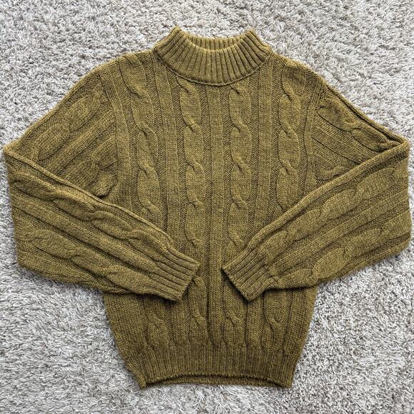 Towne And King Other - Vintage Varsity Shop Towne And King Cable Knit Wool Sweater Size M Green Brown